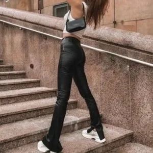 high waisted zara leather pants